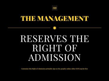 Free Printable 'Right of Admission' Signs