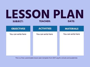 Editable Lesson Plan Templates to Print