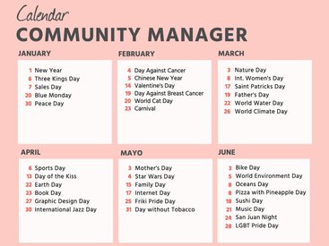 Community Manager calendars