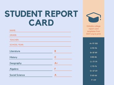 Customizable Student Report Card Templates