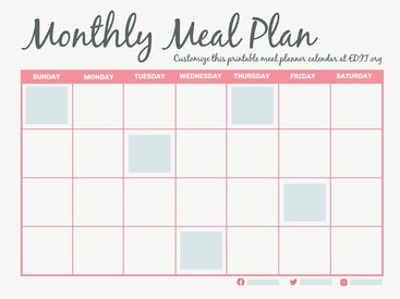 Monthly Meal Plan Templates