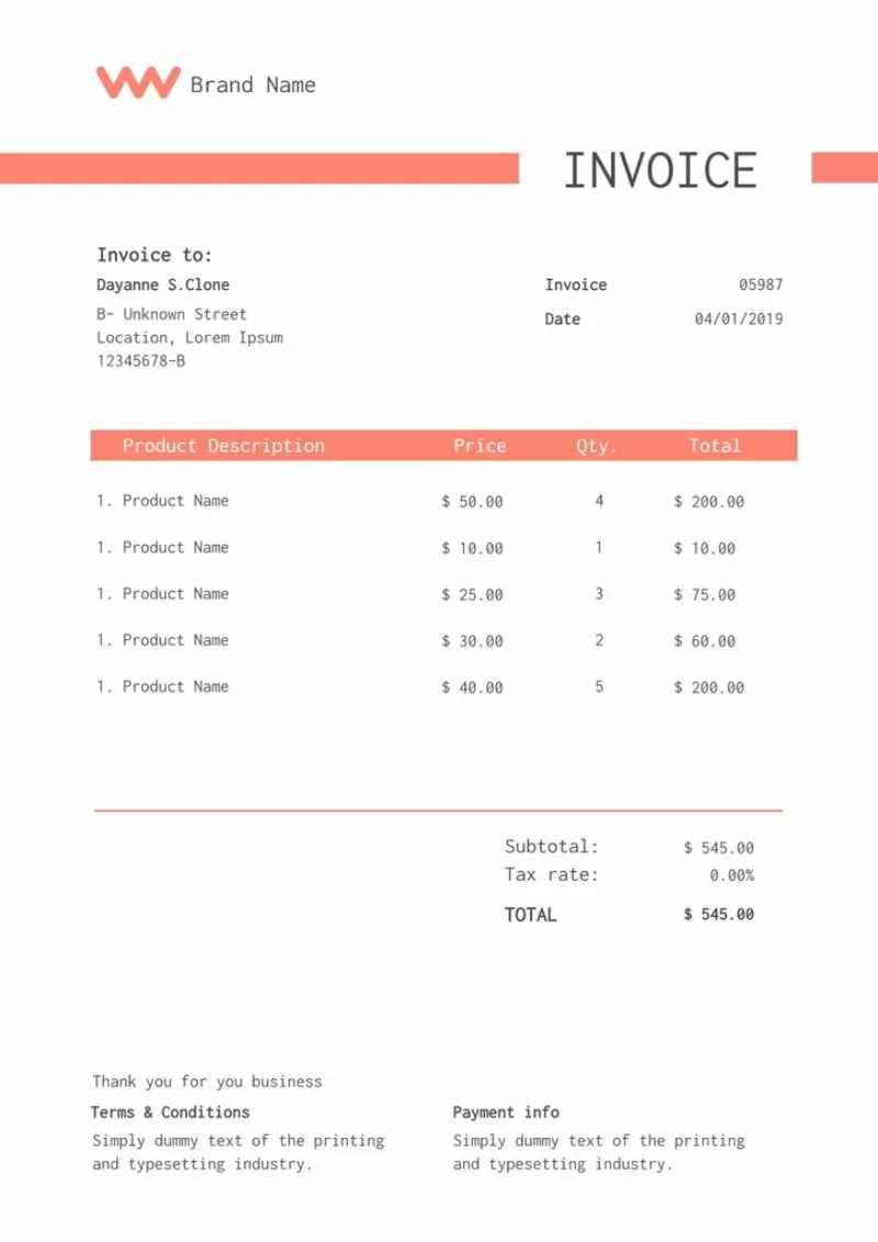 invoice template red