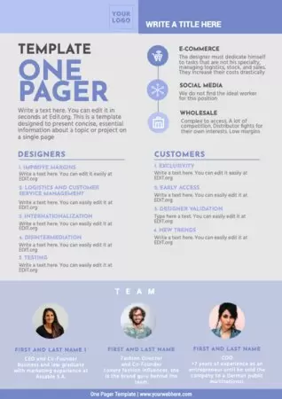 Edit a One Pager format