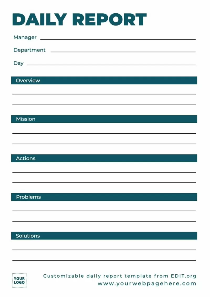 Free editable daily expense report template