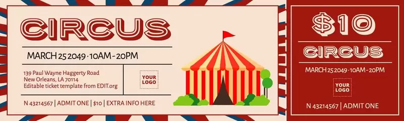 Circus free printable ticket template