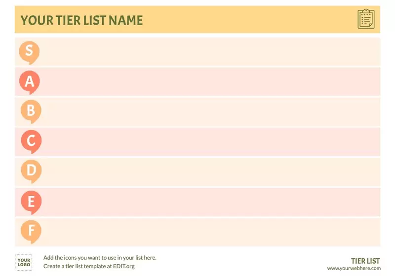 Editable tier list maker template