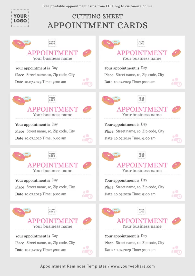 Free printable appointment cards for business