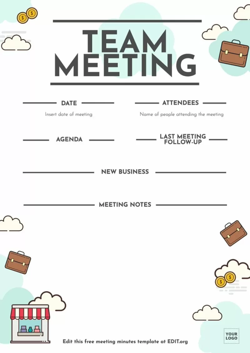 Cool designed meeting minutes template to edit online for free