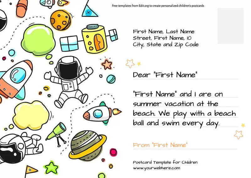 Free customizable postcard templates for children