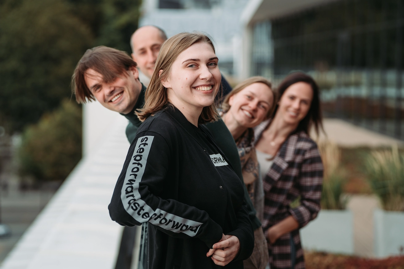 TeleSoftas employees smiling and having fun