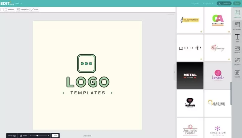 Online editor for business logo designs