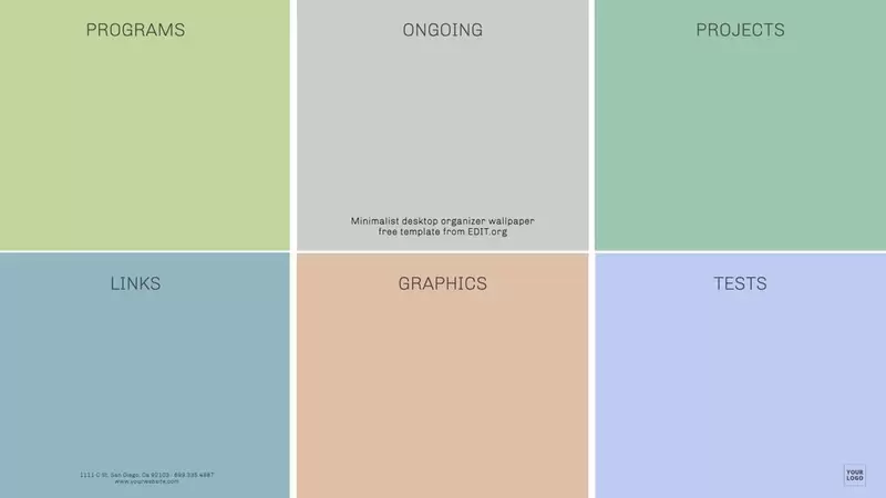 Editable desktop organizer wallpaper templates